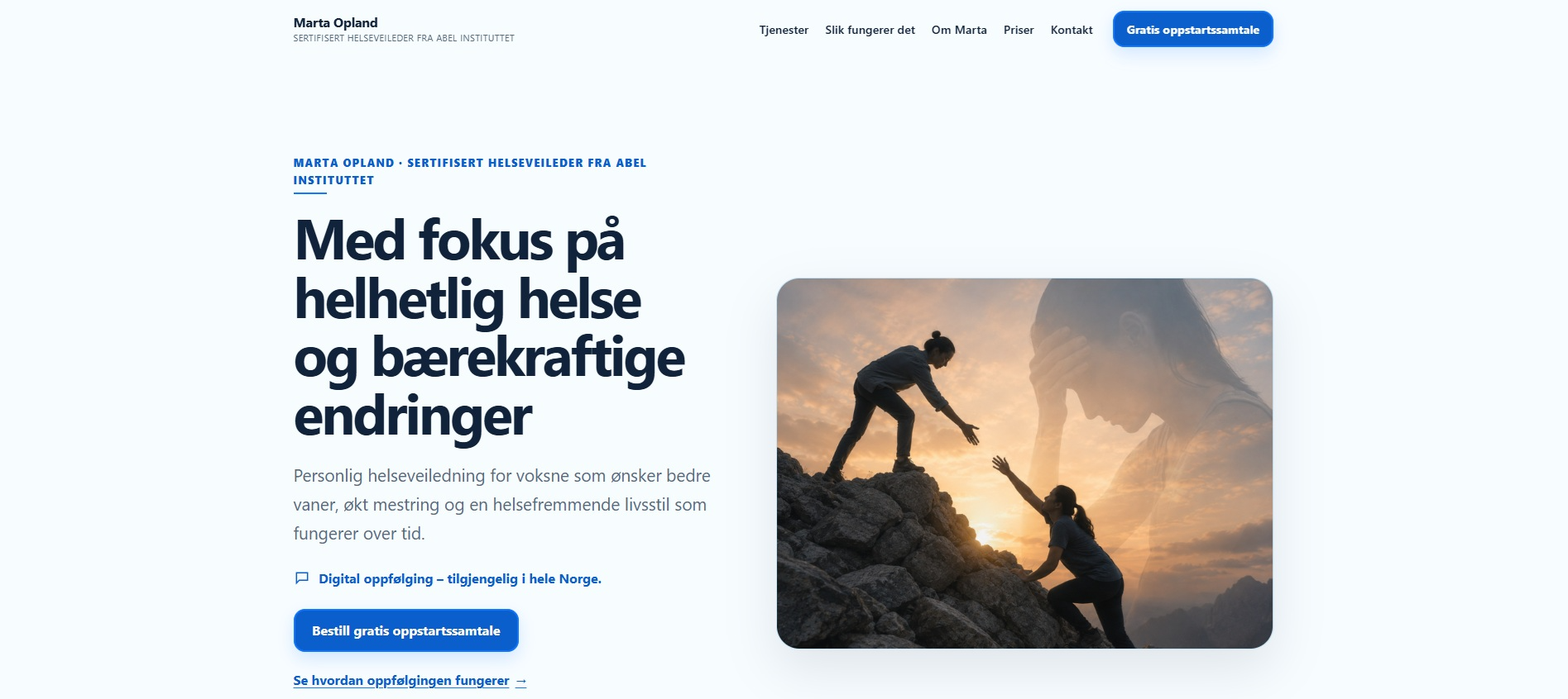 Framsida til helseveiledere.no, vist i nettlesar.
